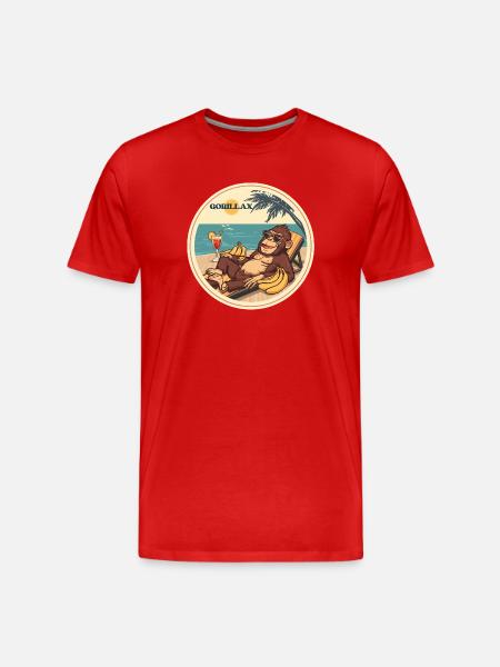 Gorilla Relaxing - Men's Premium Organic T-Shirt - red