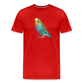 Budgie Bird Gift - Men's Premium Organic T-Shirt - red - Front - Damien (186cm)