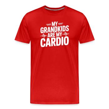 Mes petits-enfants sont mon cardio - T-shirt bio Premium Homme - rouge - Devant - Damien (186cm)