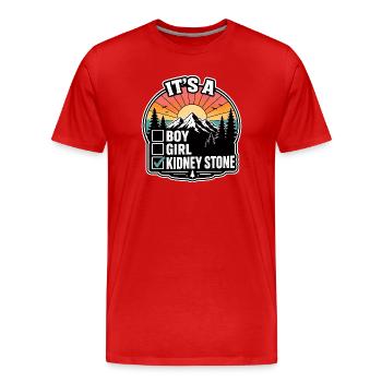 Survivant d’un calcul rénal - Récupération d’un calcul rénal - T-shirt bio Premium Homme - rouge - Devant - Damien (186cm)