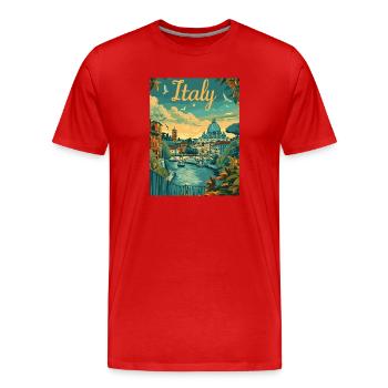 Italien Panorama am Tiber - Männer Premium Bio T-Shirt - Rot - Vorne - Damien (186cm)