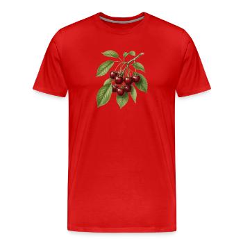 Illustration botanique des cerises juteuses - T-shirt bio Premium Homme - rouge - Devant - Damien (186cm)
