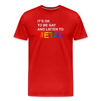 Ok2BGay - T-shirt bio Premium Homme - rouge - Devant - Damien (186cm)