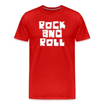 Rock'n'Roll-Blocktypografie - Männer Premium Bio T-Shirt - Rot - Vorne - Damien (186cm)