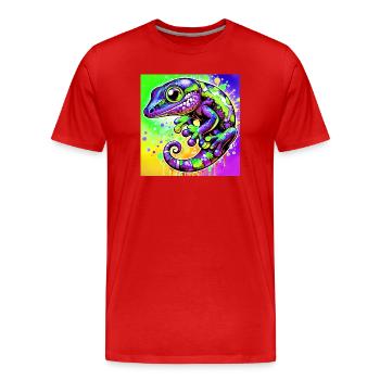 Gecko - T-shirt bio Premium Homme - rouge - Devant - Damien (186cm)