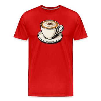 Tasse de café Latte Art - T-shirt bio Premium Homme - rouge - Devant - Damien (186cm)