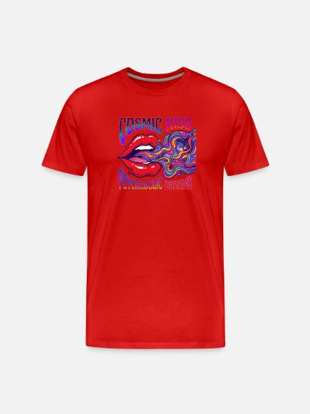 Psychedelic Lips Cosmic Kiss - Men's Premium Organic T-Shirt - red