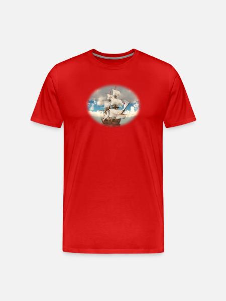 Pirate ship on the open sea - Men's Premium Organic T-Shirt - red