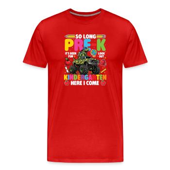 Adieu la maternelle de maternelle, voilà que j’arrive garçon - T-shirt bio Premium Homme - rouge - Devant - Damien (186cm)