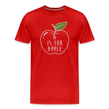A Is For Apple Kindergarten ABC Learning - Men's Premium Organic T-Shirt - red - Front - Damien (186cm)