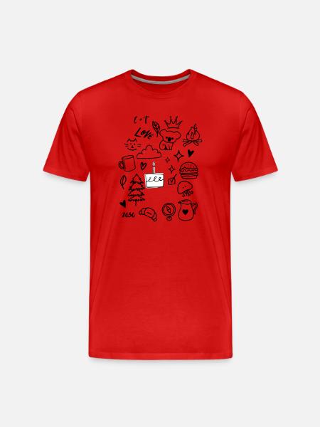 Cake Candle Linear Drawing - Men's Premium Organic T-Shirt - red
