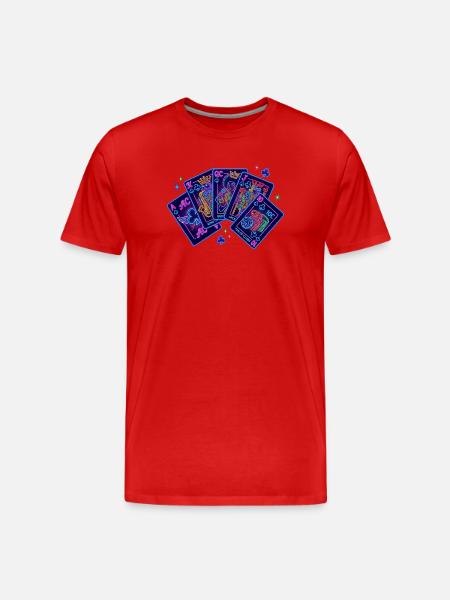 Royal Flush Poker Casino Neon Design - Men's Premium Organic T-Shirt - red