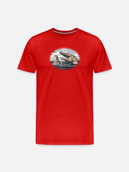 Prehistoric Tylosaurus on the hunt - Men's Premium Organic T-Shirt - red