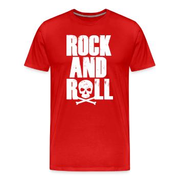 Rock'n'Roll-Totenkopftypografie - Männer Premium Bio T-Shirt - Rot - Vorne - Damien (186cm)