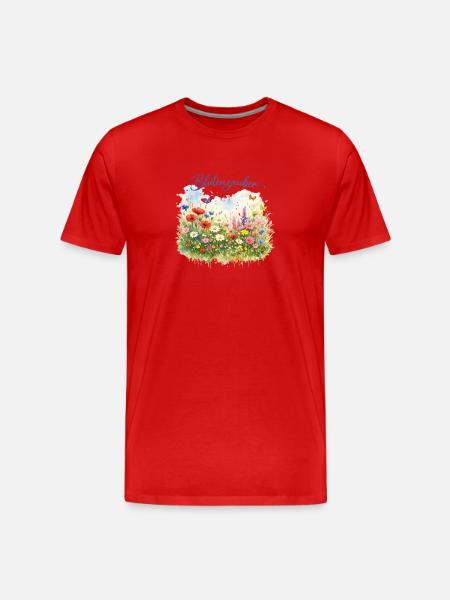 Blütenzauber Aquarell Wildblumenwiese - Männer Premium Bio T-Shirt - Rot