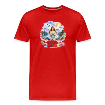 Let's Be Silent Meditation Nature Art - Men's Premium Organic T-Shirt - red - Front - Damien (186cm)