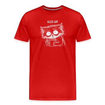 Alles Gut Kaffee Katze Muede Grosse Augen Lustig - Männer Premium Bio T-Shirt - Rot - Vorne - Damien (186cm)