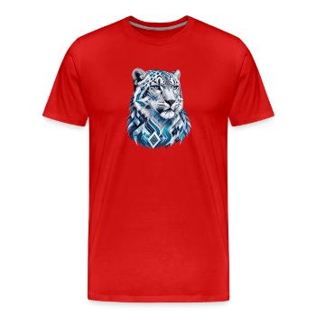 Geometrischer Eis Tiger Kopf - Männer Premium Bio T-Shirt - Rot - Vorne - Damien (186cm)