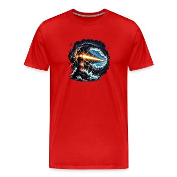 Leuchtturm Wirbellicht - Männer Premium Bio T-Shirt - Rot - Vorne - Damien (186cm)