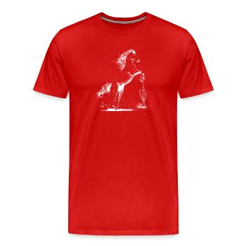 Aufzucht eines weißen Hengstes bei Candle - Männer Premium Bio T-Shirt - Rot - Vorne - Damien (186cm)