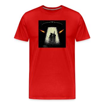 Silhouette d’enlèvement par faisceau d’OVNI - T-shirt bio Premium Homme - rouge - Devant - Damien (186cm)