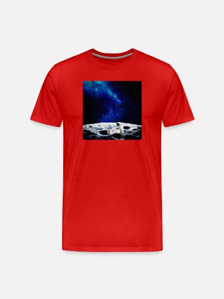 Moonbound Astronaut At Rest - Men's Premium Organic T-Shirt - red
