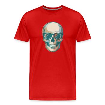 Skull in Sunglasses Retro Pop Art - Men's Premium Organic T-Shirt - red - Front - Damien (186cm)