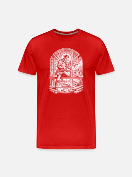 Tischler der Holz bearbeitet, Handwerks-Beruf - Männer Premium Bio T-Shirt - Rot