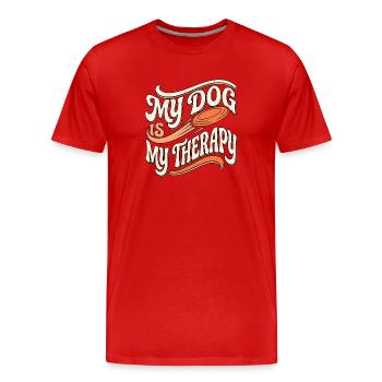 Dog Therapy Frisbee - Männer Premium Bio T-Shirt - Rot - Vorne - Damien (186cm)