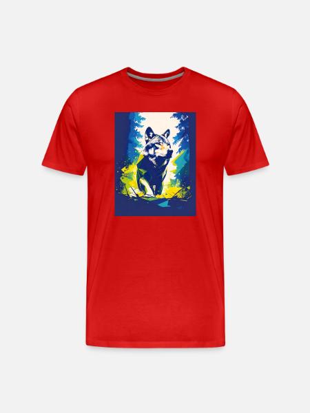 Geometric wolf neon forest - Men's Premium Organic T-Shirt - red