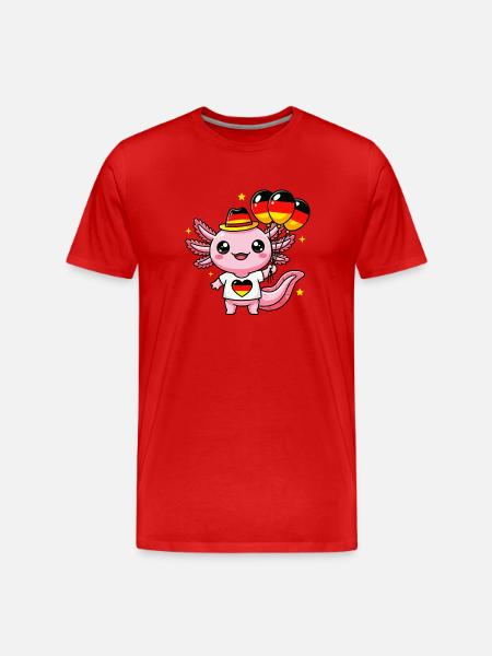 Kawaii Drache mit Herzflagge - Männer Premium Bio T-Shirt - Rot