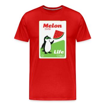 Melon Life Pinguin - Männer Premium Bio T-Shirt - Rot - Vorne - Damien (186cm)