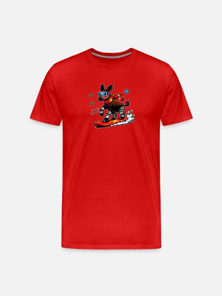 Âne surfeur avec écharpe - T-shirt bio Premium Homme - rouge