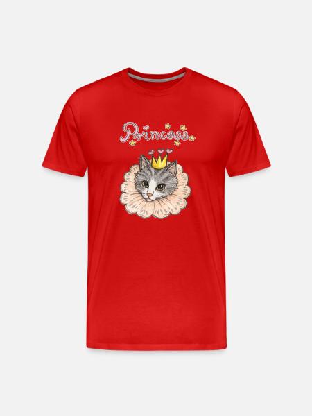 Princess Cat Crown Illustration - Men's Premium Organic T-Shirt - red