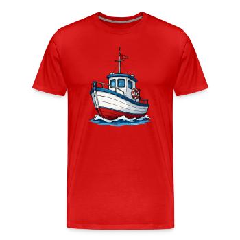 Küstenboot Cartoon Motiv - Männer Premium Bio T-Shirt - Rot - Vorne - Damien (186cm)