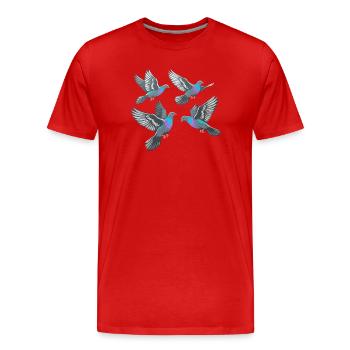 Bunte Tauben im Flug - Männer Premium Bio T-Shirt - Rot - Vorne - Damien (186cm)