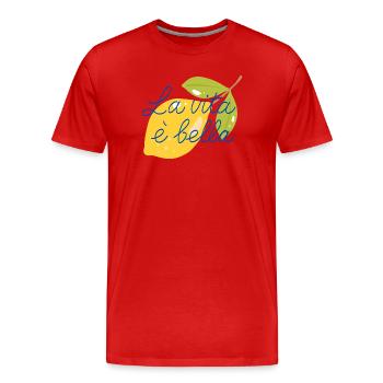 La Vita è Bella - T-shirt bio Premium Homme - rouge - Devant - Damien (186cm)