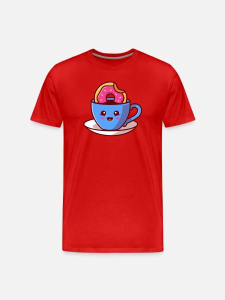 Kawaii Donut Cup Cheer - Men's Premium Organic T-Shirt - red