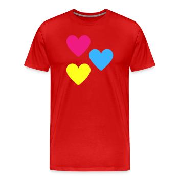 Cœurs tricolores Pop Print - T-shirt bio Premium Homme - rouge - Devant - Damien (186cm)