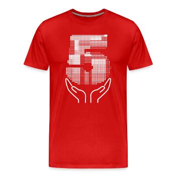 Die Kraft der fünf minimalistischen Grafikkunst - Männer Premium Bio T-Shirt - Rot - Vorne - Damien (186cm)