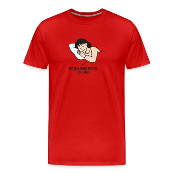 Meine Seele findet Ruhe in der geistlichen Kunst des Herrn - Männer Premium Bio T-Shirt - Rot - Vorne - Damien (186cm)