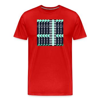 Bloc à motif complet à illusion géométrique moderne - T-shirt bio Premium Homme - rouge - Devant - Damien (186cm)