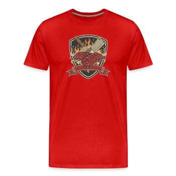 Flammendes Steakshield Tattoo - Männer Premium Bio T-Shirt - Rot - Vorne - Damien (186cm)