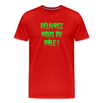 DÉLIVREZ-NOUS DU MÂLE - T-shirt bio Premium Homme - rouge - Devant - Damien (186cm)