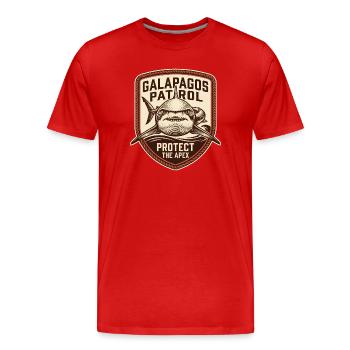 Galapagos Patrol Protect The Apex – Shark Crest - Men's Premium Organic T-Shirt - red - Front - Damien (186cm)