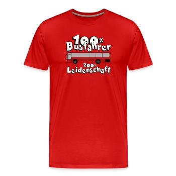 100 % chauffeur de bus, 200 % passion - T-shirt bio Premium Homme - rouge - Devant - Damien (186cm)