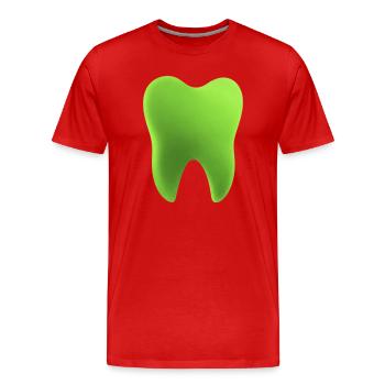 Neon Green Tooth Illustration - Men's Premium Organic T-Shirt - red - Front - Damien (186cm)