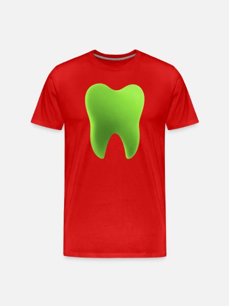 Neon Green Tooth Illustration - Men's Premium Organic T-Shirt - red
