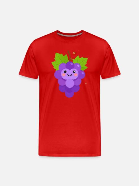Fröhliche Traube Cartoon - Männer Premium Bio T-Shirt - Rot