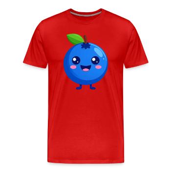 Visage de myrtille de Kawaii - T-shirt bio Premium Homme - rouge - Devant - Damien (186cm)
